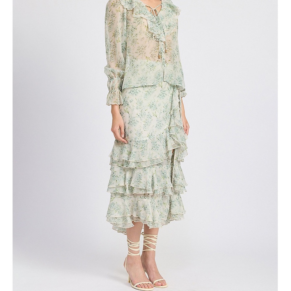En Saison Marlene floral ruffle tiered Midi skirt - Picture 6 of 13